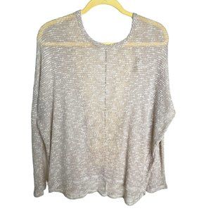 Urban Day Small Beige Knit Long Sleeve Sweater Top Lace Crochet Back Panel Boho